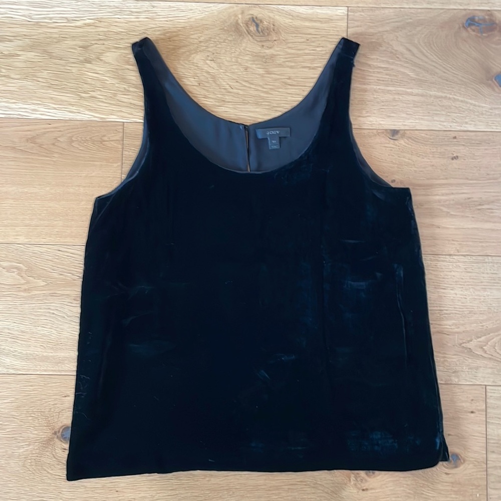 J.Crew black velvet tank top in size Tall M